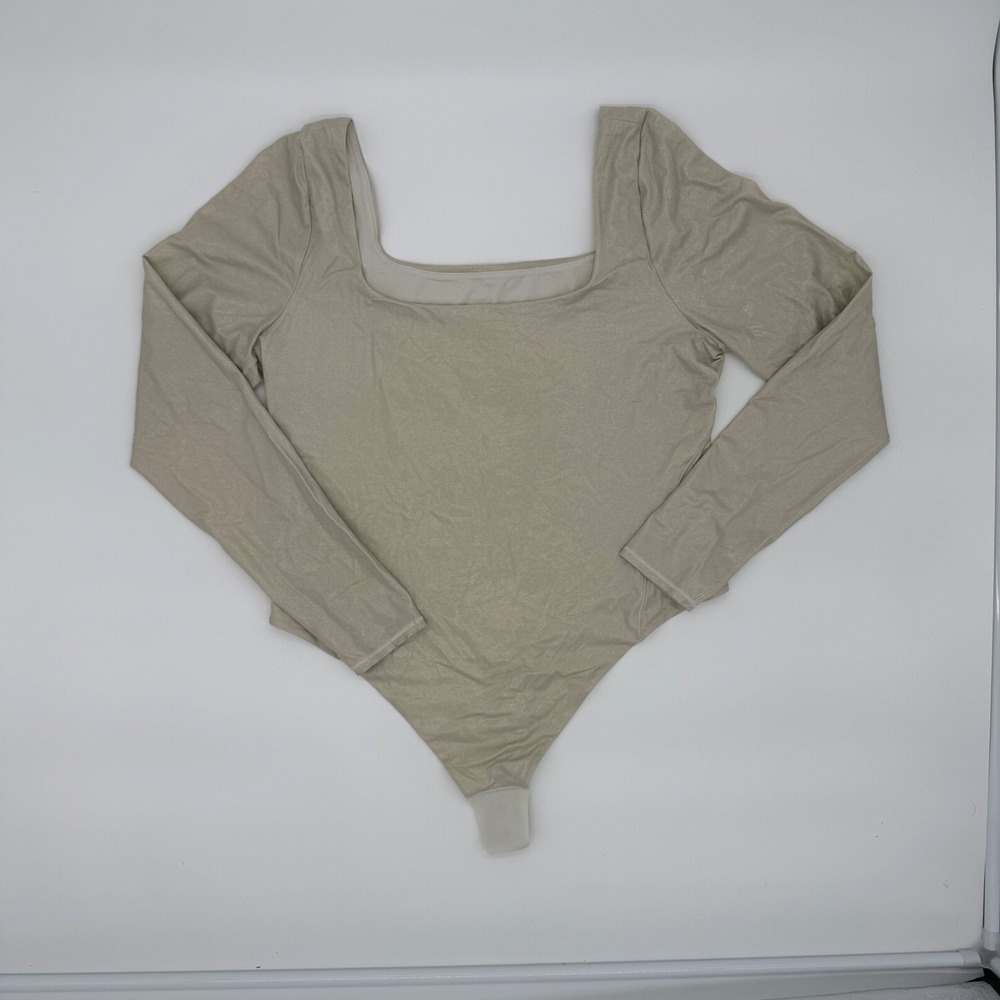 Lululemon Align Long Sleeve Square Neck Bodysuit Gold Metallic Shine‎